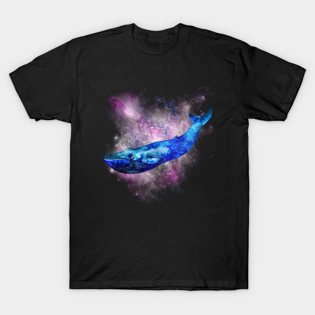 Watercolor Space Whale T-Shirt by VBleshka